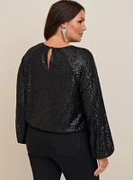 Sequin Bubble Hem Top