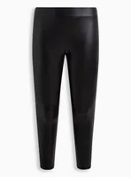 Full Length Signature Waist Faux Leather Zipper Legging