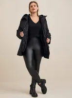 Full Length Signature Waist Faux Leather Zipper Legging