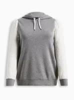 Classic Fit Cozy Fleece Lace Sleeves Hoodie