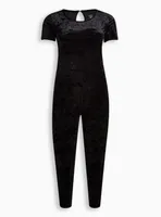 Full Length Crushed Velvet Short Sleeve Catsuit