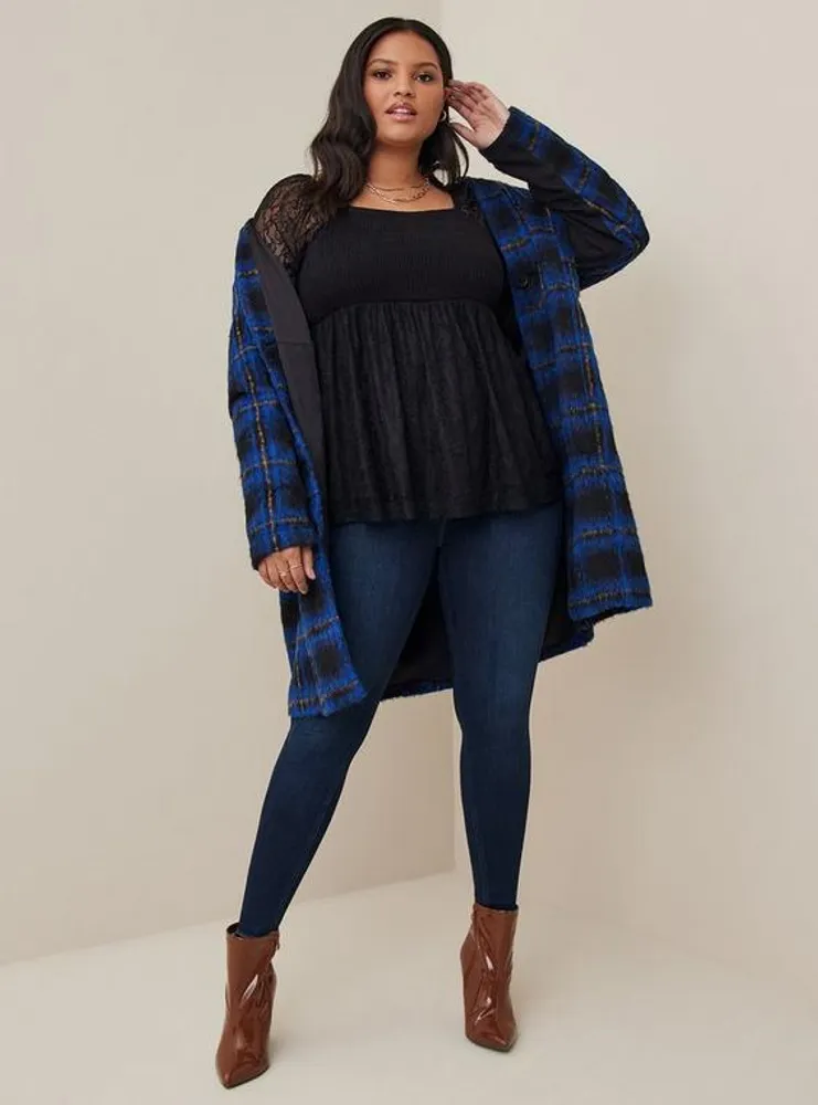 Plus Size - Black Smocked Babydoll Top - Torrid