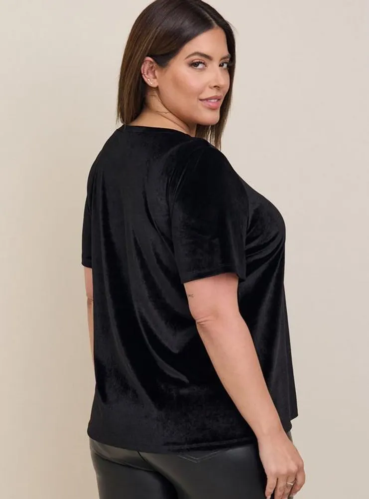 Plus Size - Stretch Velvet V-Neck Long Sleeve Bodysuit - Torrid