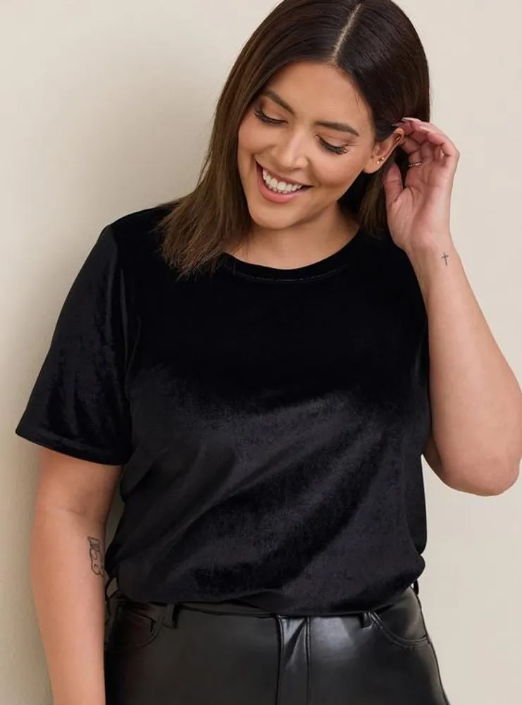 Stretch Velvet Crew Neck Tee