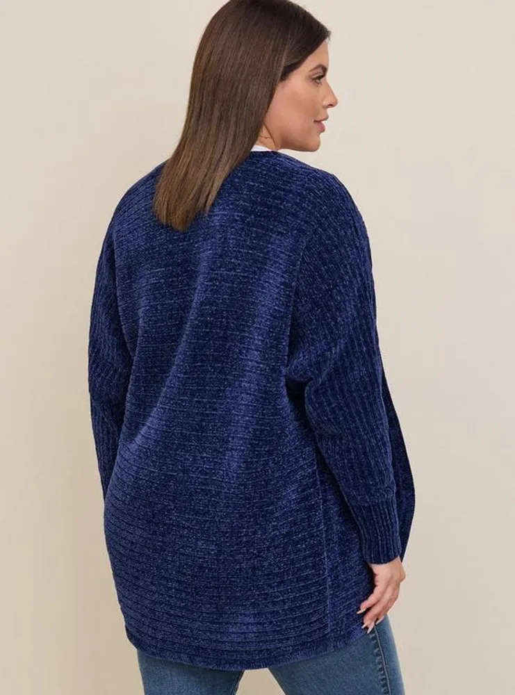 Chenille Cocoon Open Front Ribbed Sweater