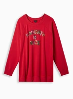 Naughty & Nice Classic Fit Cozy Fleece Crew Sequin Sweater