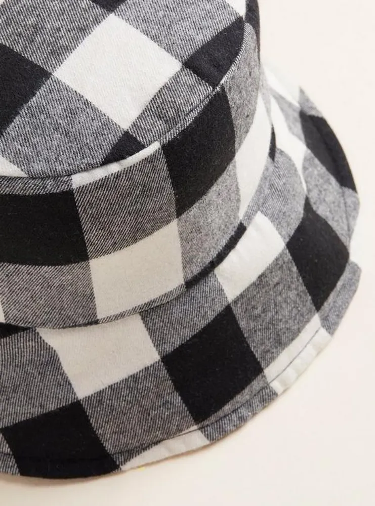 Reversible Nylon Plaid Bucket Hat