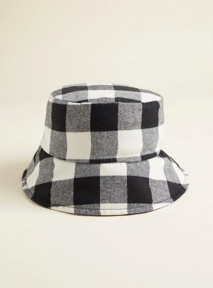 Reversible Nylon Plaid Bucket Hat