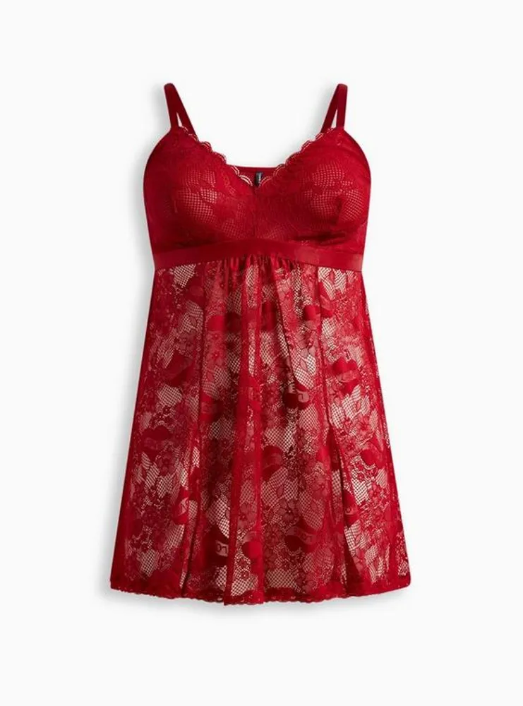 Tattoo Lace Babydoll With Deep V-Neck