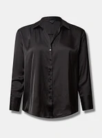 Satin Button Up Long Sleeve Shirt