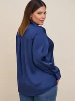 Satin Button Up Long Sleeve Shirt