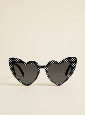 Plus Size - Polka Dot Heart Sunglasses  - Torrid