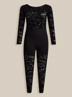 Full Length Flocked Floral Skull Catsuit