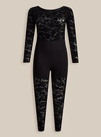 Full Length Flocked Floral Skull Catsuit