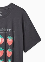 Beatles Strawberry Fields Relaxed Fit Cotton Crew Tee