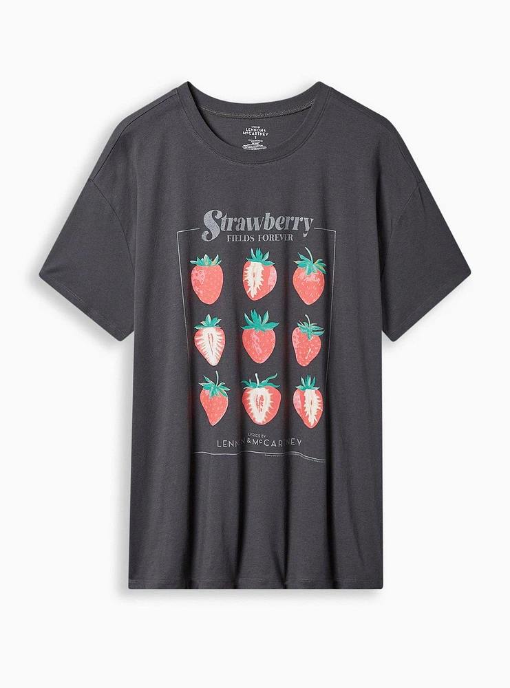 Beatles Strawberry Fields Relaxed Fit Cotton Crew Tee