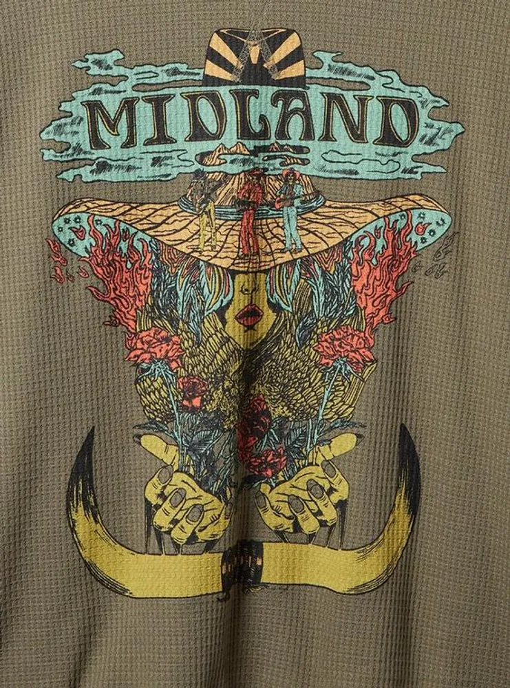 Midland Waffle Crop Long Sleeve Tee