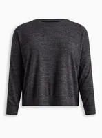 Super Soft Plush Long Sleeve Cable Trim Lounge Sweatshirt