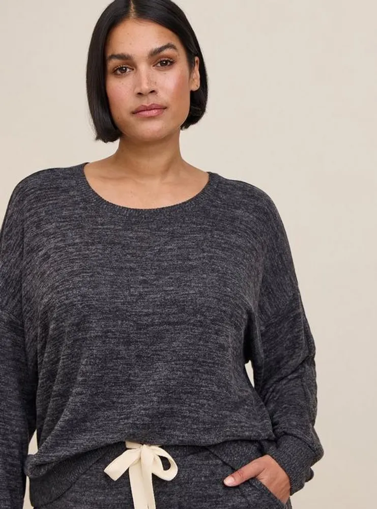 Plus Size - Super Soft Plush Cowl Neck Raglan Tunic Sweatshirt - Torrid