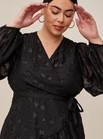 Lurex Star Surplice Ruffle Hem Top