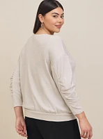 Sparkle Knit Drop Shoulder Shirred Sleeve Top