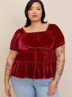 Babydoll Velvet Tiered Top