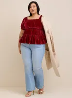 Babydoll Velvet Tiered Top