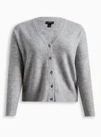 Vegan Cashmere Cardigan V-Neck Drop Shoulder Sweater