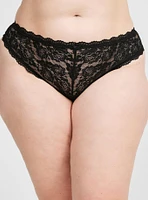 Lace Mid Rise Thong Panty