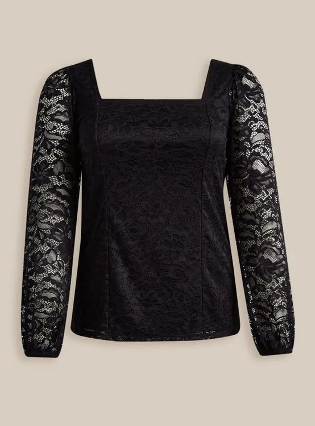 TORRID Lace Square Neck Long Sleeve Top