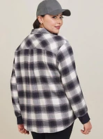 Flannel Drop Shoulder Button-Front Shirt