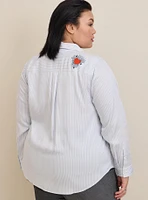 Lizzie Rayon Twill Embroidered Button Up Long Sleeve Shirt