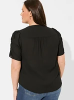 Harper Georgette Ruched Short Sleeve Blouse