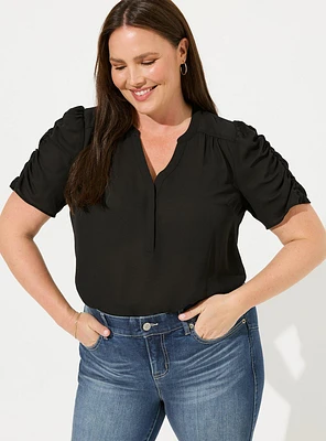 Harper Georgette Ruched Short Sleeve Blouse