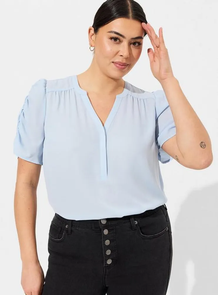 Harper Georgette Ruched Short Sleeve Blouse