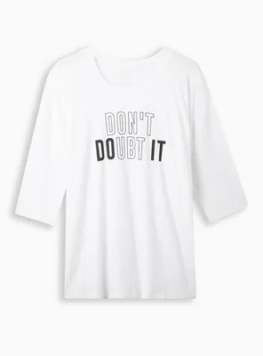 Doubt It Relaxed Fit Polyester Scoop Neck Long Sleeve Drop Shoulder Tee