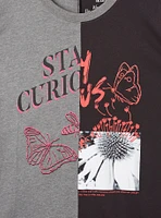 Stay Curious Relaxed Fit Signature Jersey Crew Neck Split Tee