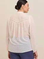 Chiffon Clip Dot With Contrasting Eyelet Top
