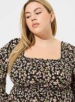 Rayon Slub Waist Detail Blouson Sleeve Top