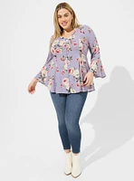 Fit And Flare Rayon Slub Button-Front Top