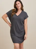 Super Soft Plush Waffle Henley Lounge Gown