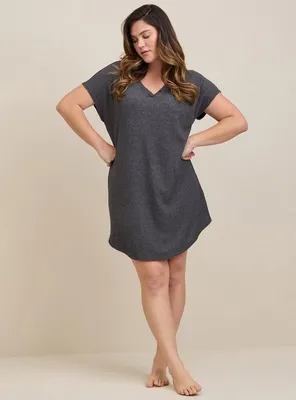 Super Soft Plush Waffle Henley Lounge Gown