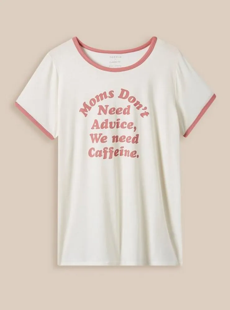 Mom Needs Caffeine Classic Fit Cotton Crew Neck Ringer Tee