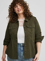 Stretch Twill Peplum Utility Jacket