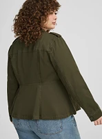 Stretch Twill Peplum Utility Jacket