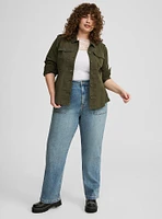 Stretch Twill Peplum Utility Jacket