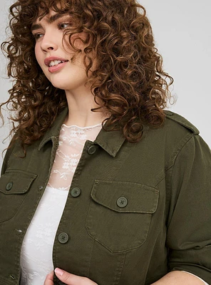 Stretch Twill Peplum Utility Jacket