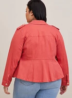 Stretch Twill Peplum Utility Jacket