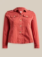 Stretch Twill Peplum Utility Jacket