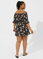 Stretch Challis Off-Shoulder Romper